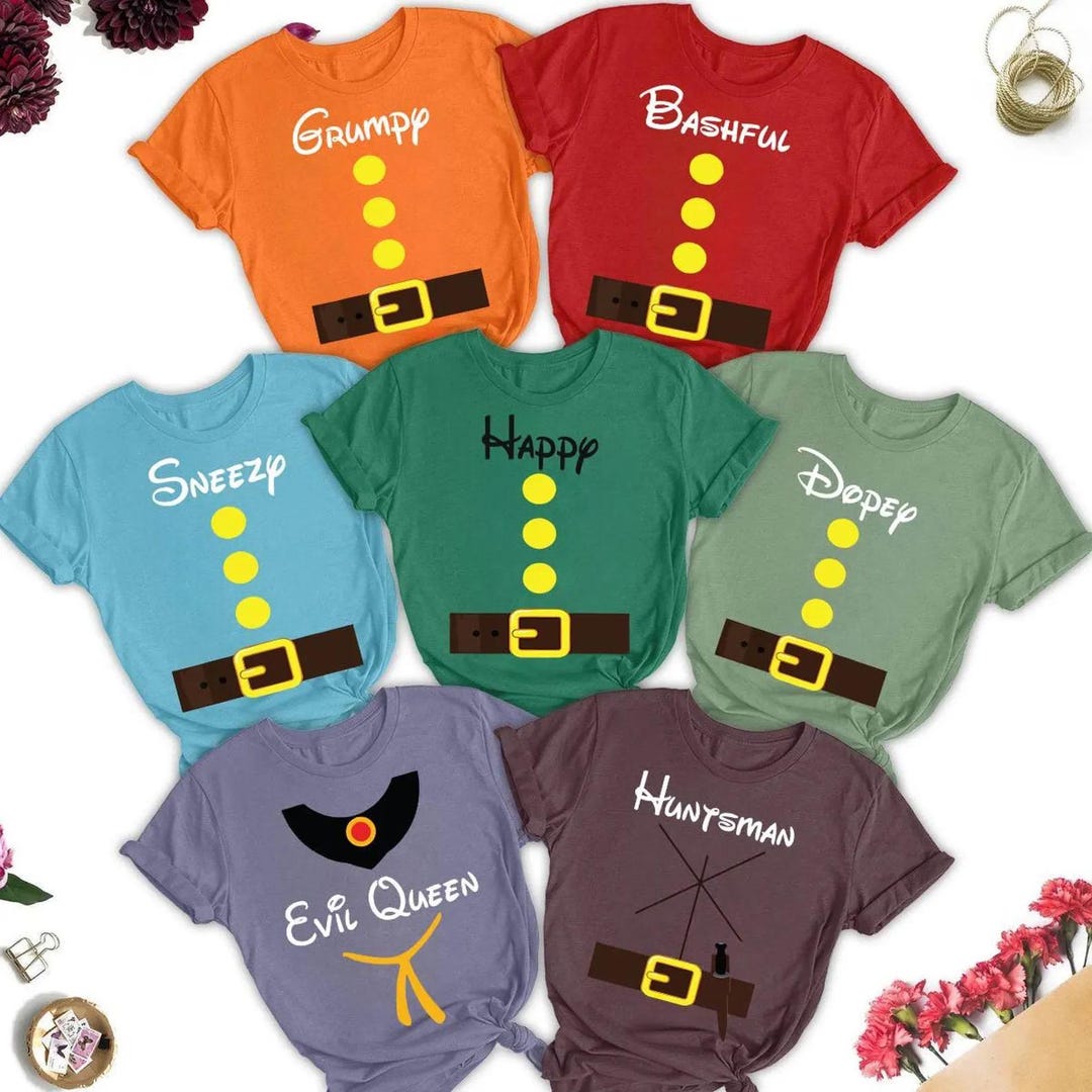Snow White and Seven Dwarfs Costume, Halloween Matching Shirts, Cosplay ...