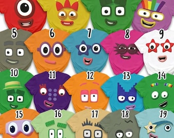 Numberblocks Costume Halloween Shirt, Number Blocks Characters Shirt, Family Halloween Shirt, Costume Office, Numberblocks Family Shirt