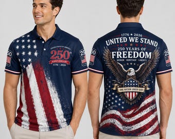 USA 250th Anniversary Polo Shirt, Patriotic Eagle Freedom Polo, 1776 2026 American Flag Men Gift, 4th of July Outfit