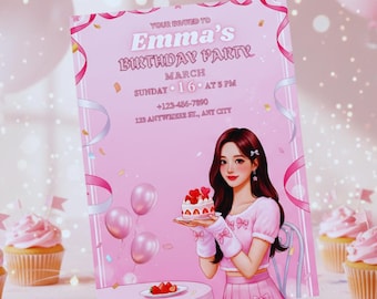 Editable Kpop Demon Hunter Birthday Invitation | Anime Theme Party Invite | Kids Birthday Canva Template | Digital Download
