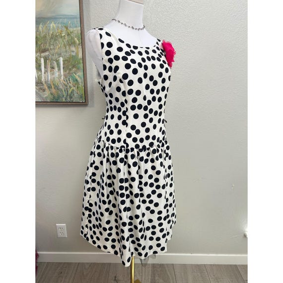 Robbie Bee 100% Silk Polka Dot Dress Sleeveless Rockabilly Retro Size 14 View 3