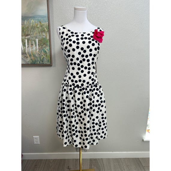 Robbie Bee 100% Silk Polka Dot Dress Sleeveless Rockabilly Retro Size 14 View 6