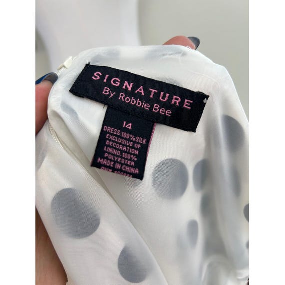 Robbie Bee 100% Silk Polka Dot Dress Sleeveless Rockabilly Retro Size 14 View 5