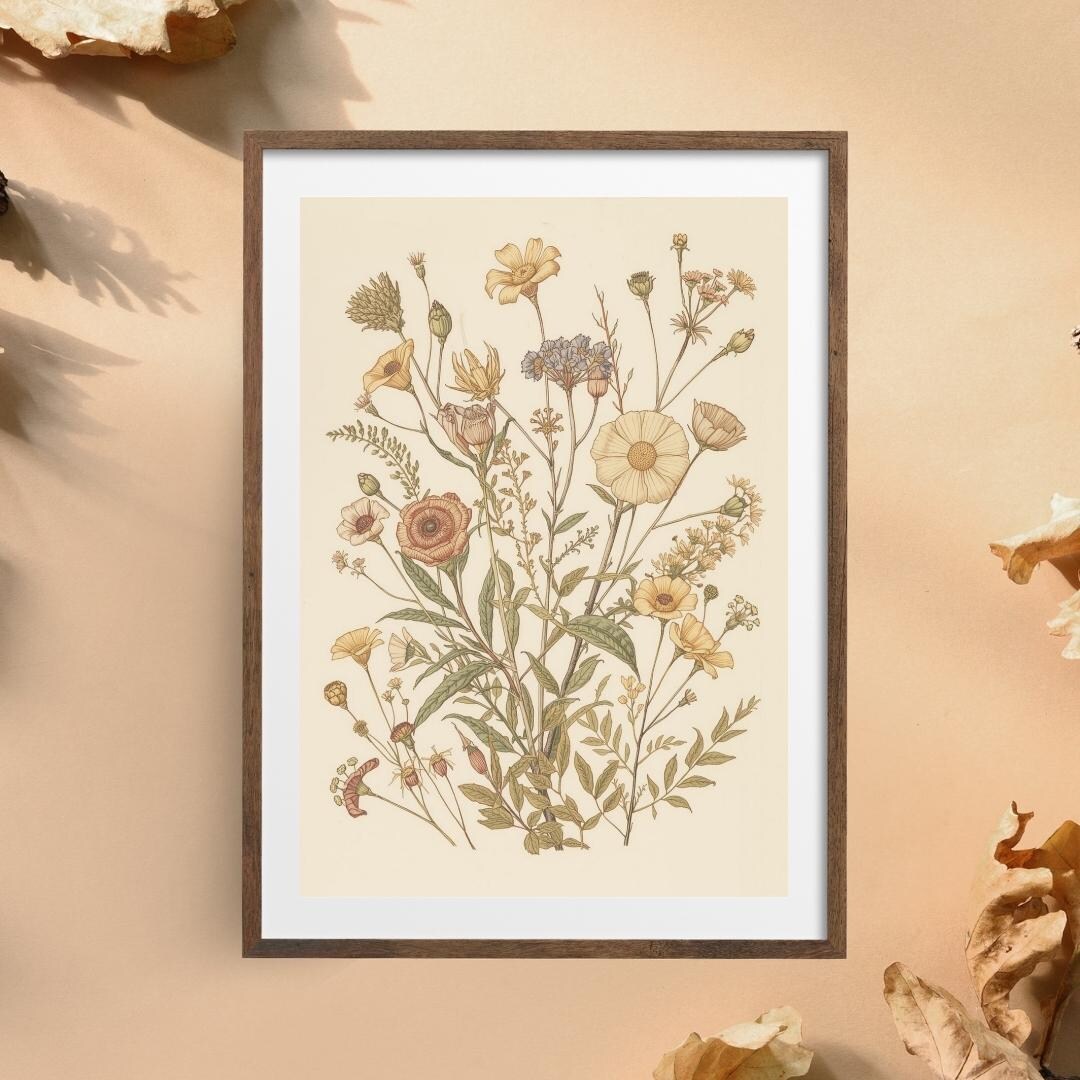 Botanical Wall Art | Wildflower Print | Nature-inspired Digital ...