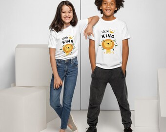 Dziecięca koszulka z nadrukiem „Little King” Lion – odzież sportowa odprowadzająca wilgoć
