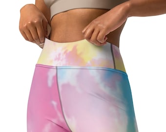 Leginsy do jogi tie-dye: miękkie, elastyczne, z wysokim stanem, idealne do uprawiania sportu