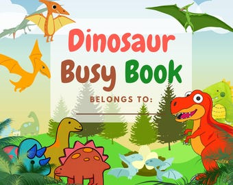 Książka z dinozaurami do druku | 64-stronicowy segregator z zadaniami dla maluchów (do pobrania w wersji cyfrowej)