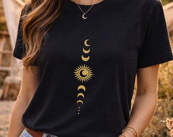 Camisetas del Sol y la Luna / Camiseta de las Fases Lunares / Astrología Celestial / Regalo Boho para Ella