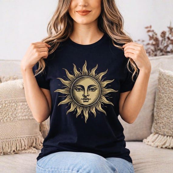 Boho Sun Shirt | Celestial Tee | Astrology Design | Vintage-inspired Gift for Her