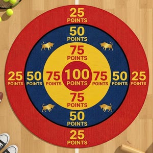 Bullseye Target Game Rug: Round Play Mat with Scoring Points
