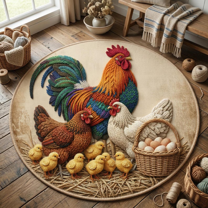 Rustic Farm Rug Rooster Rug: Rustic Farmhouse Style (soft, Non-slip Kitchen Mat) - Etsy