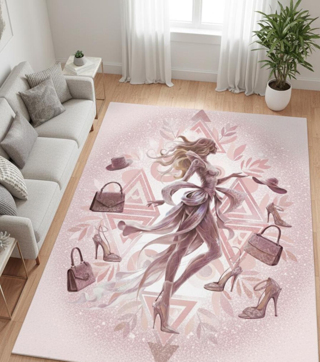 Fashion Rug Chic Fashion Rug, Walk in Closet Decor, Pink Glam Art - Etsy