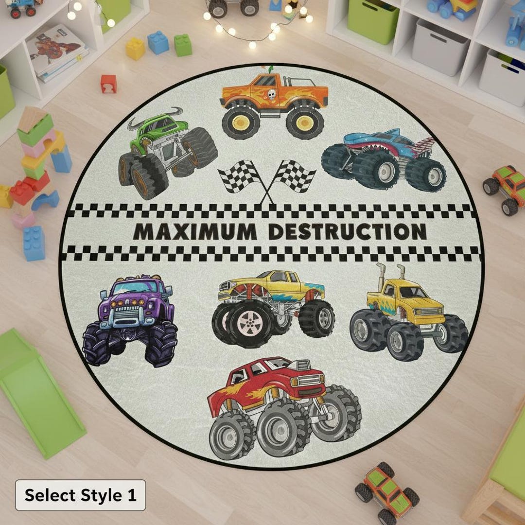 Monster Jam Rug Personalized Monster Truck Kids Rug, Boys Room Decor - Etsy