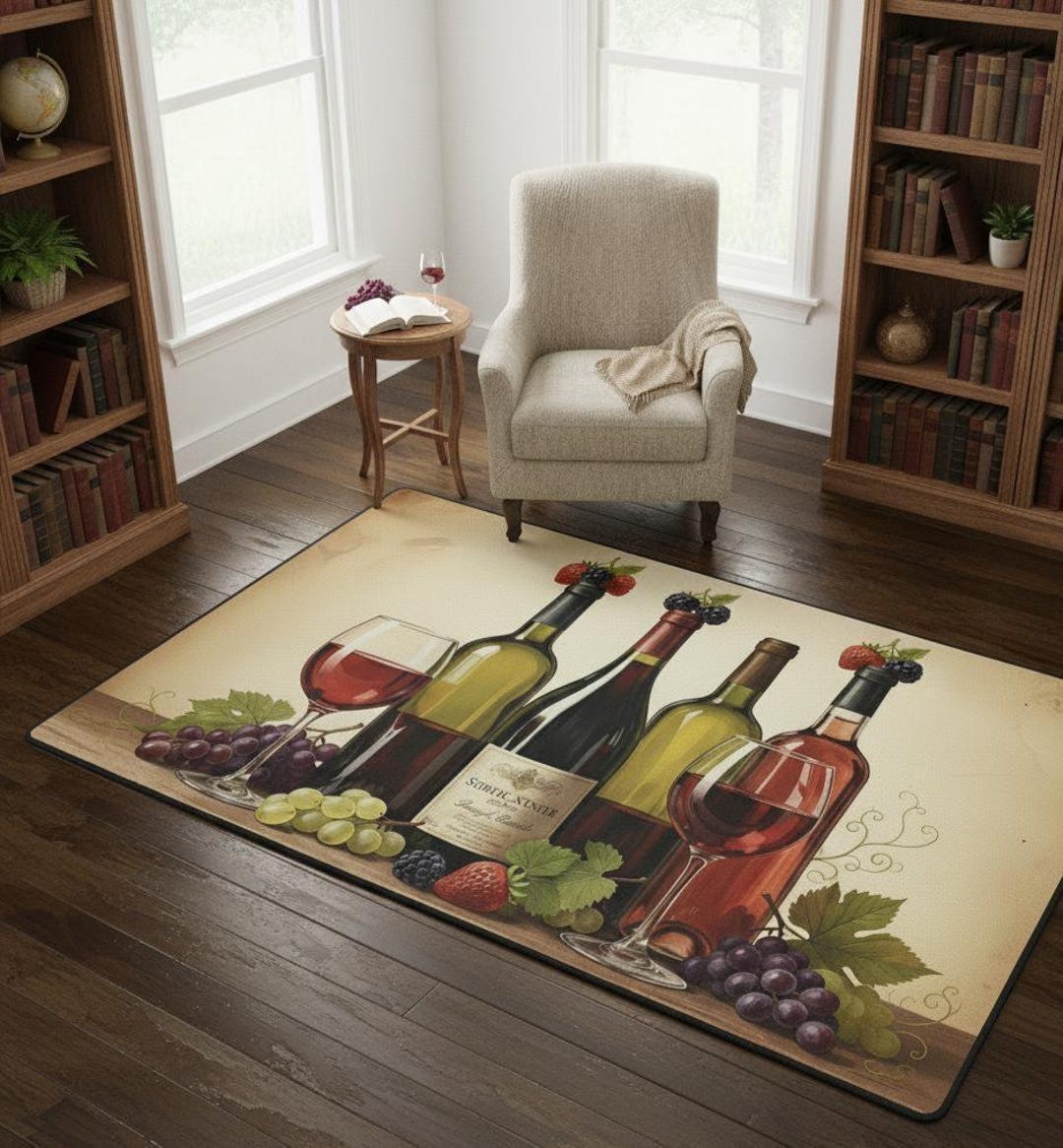Wine Cellar Floor Mat: Rustic Vineyard and Winery Decor (machine ...