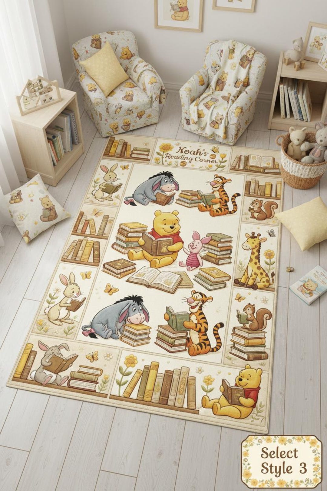 Small Reading Rug Winnie the Pooh Reading Nook Rug, Kids Playroom Carpet, Nursery Decor ...