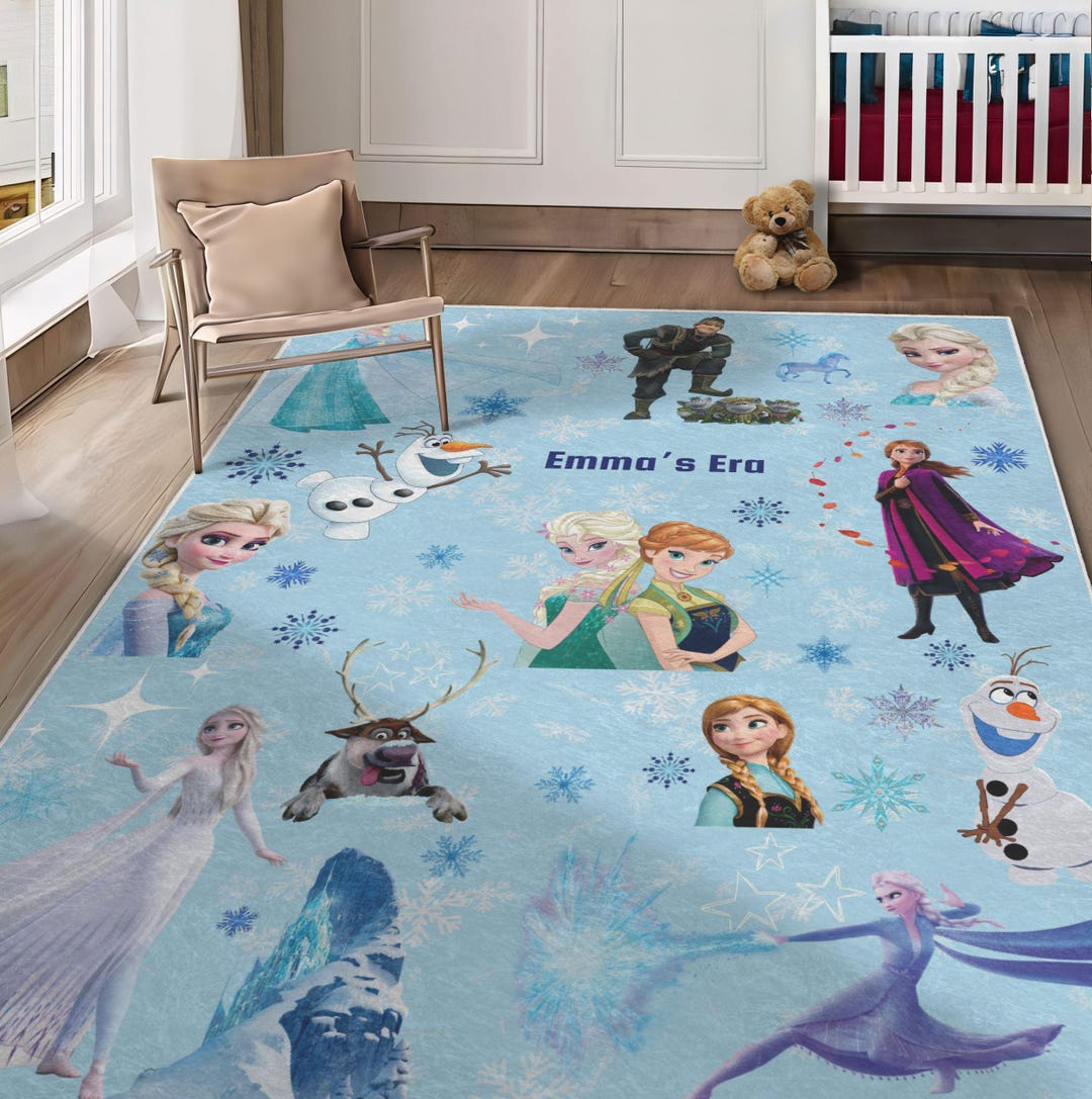 Frozen Rug Frozen Elsa Anna Olaf Area Rug, Custom Princess Kids Play Mat, Girls ...