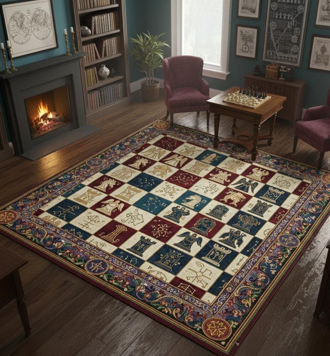 Medieval Rug Square Dark Academia Chess Rug, Medieval Checkered Mat, Retro Gamer Carpet - Etsy