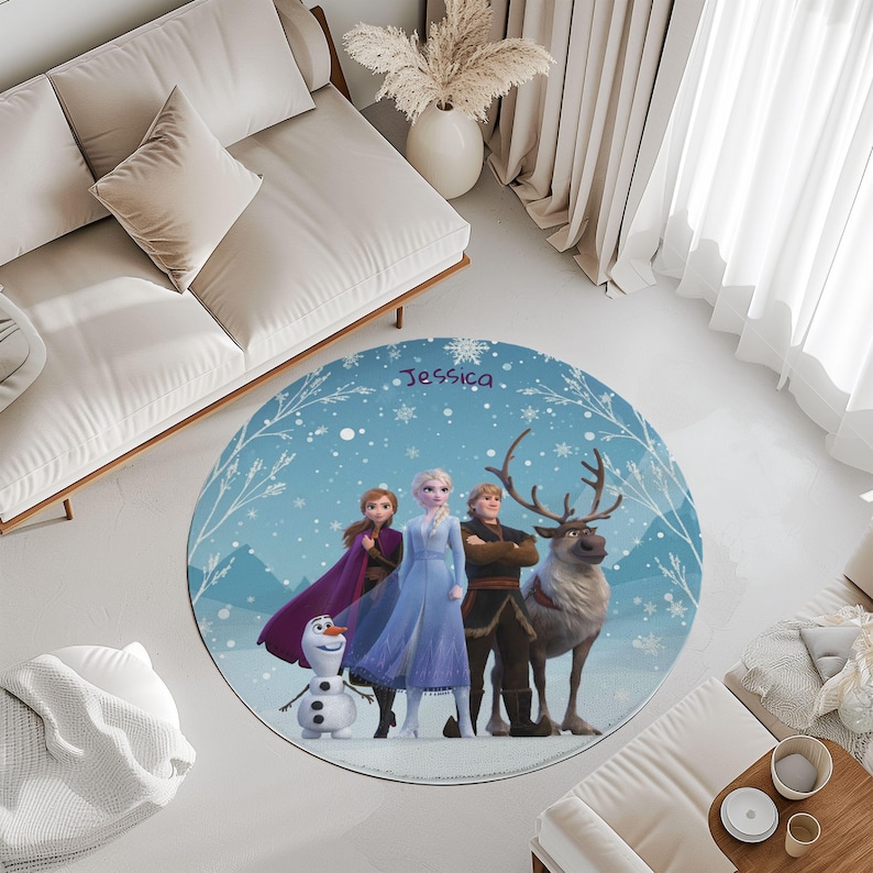 Elsa Round Rug Frozen Round Rug, Personalized Elsa Carpet, Disney Princess Nursery ...