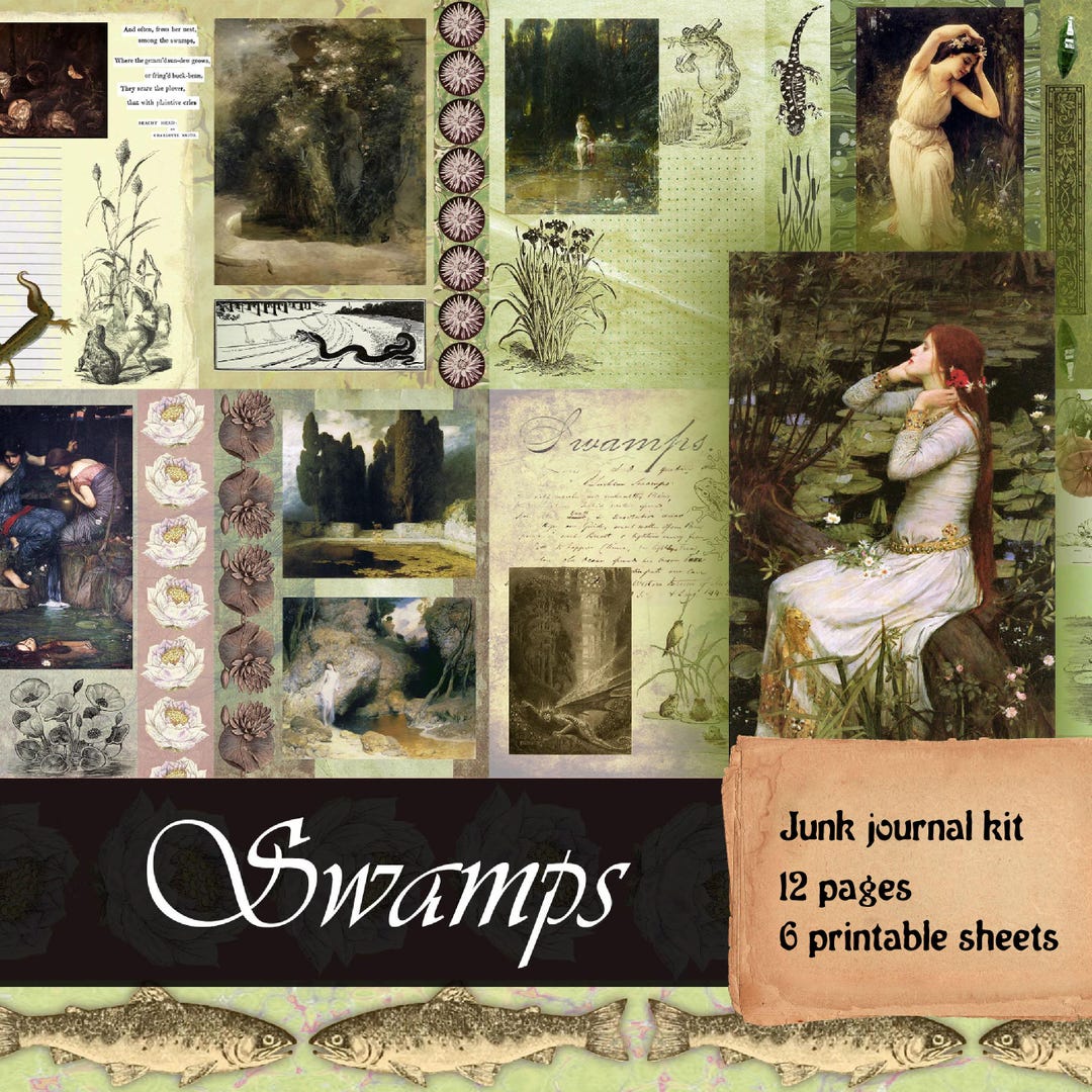 Printable Swamps - Art History Printable Kit Set Junk Journal Bullet ...