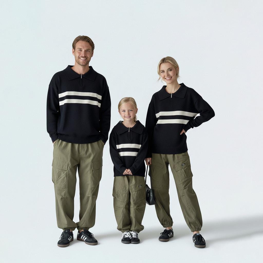 Family Matching Sweater: Casual PhotoShoot Tops Mom Dad Kid Outfit, Retro Family Vacation Pullover
