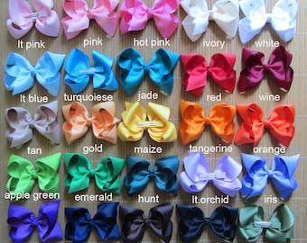 30% off Set of 25 - 6" big girl bows - dollar hair bows - girl bows, 25 colors to pick bows for girl, big bows, large bows, 6" school bows