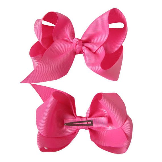 Lime Juice Dark Pink White 5-5 1//2 Inch Boutique Hair Bow Choose Clip