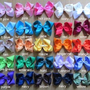 Set of 15 pcs 4 inch boutique bows, hair bow, boutique hair bows baby 25 colors to pick, attached with the 45mm single prong alligator clip