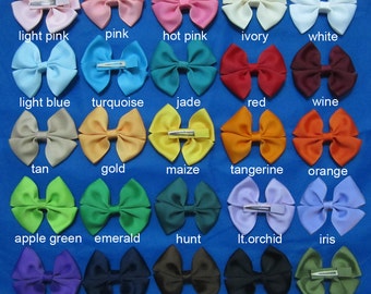 Wholesale set of 100 pieces 3 inch girls hair bow bows pinwheel hair bows 25 colors to pick attached with a 45mm single prong alligator clip