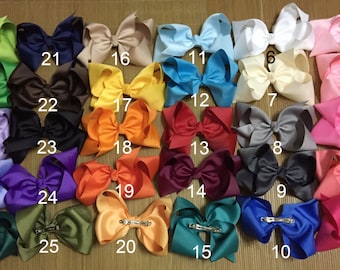 Set of 20 - 8" hair bows girl large -Very large bows - extra big bows, bows for girl, gift for girl, 8 inches school bows, 30 colors to pick