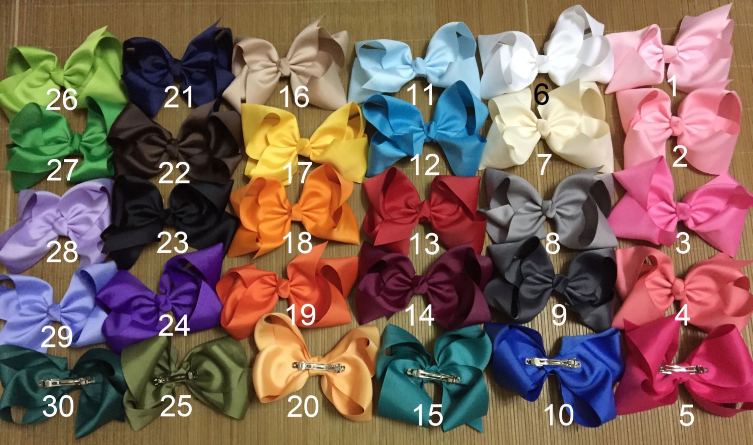 Set of 20 - 8" hair bows girl large -Very large bows - extra big bows, bows for girl, gift for girl, 8 inches school bows, 30 colors to pick