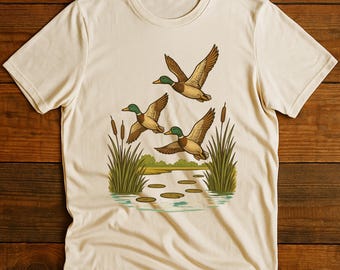 Stylish Mallard Ducks T-Shirt | Vintage Wildlife Graphic Tee | Nature Birdwatching Shirt | Rustic Outdoors Gift.