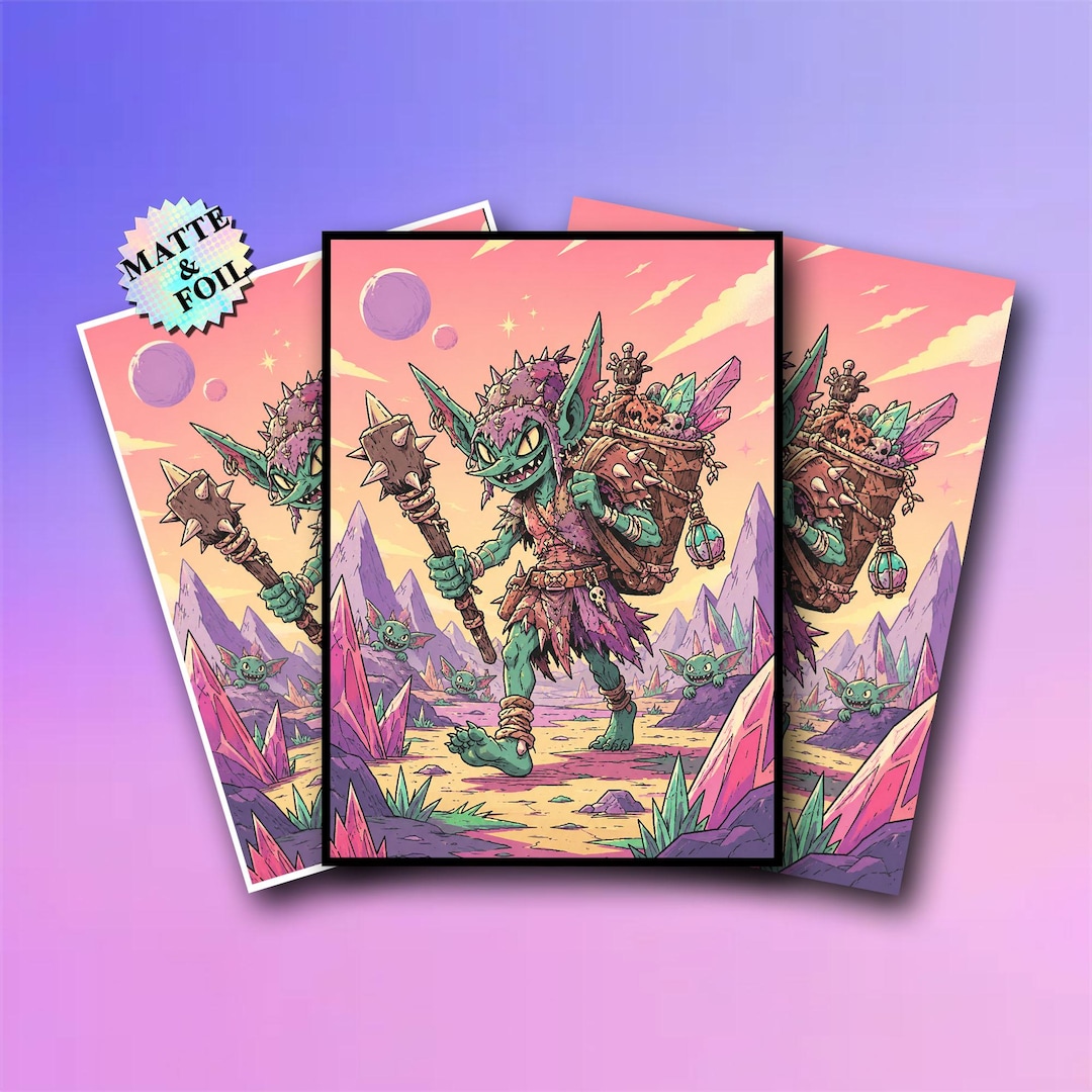 mtg goblin card sleeves Fantasy North - Pik - Treasure Hoarder - 100 Smooth Matte TCG Trading - Fits Magic Commander Pokemon and Other Card Games Sorcery and more Goblin Flighter Card Sleeves