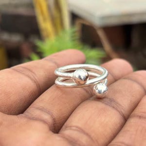 Double Silver Ball Ring | 925 Sterling Silver Womens Jewelry | Gift For Her