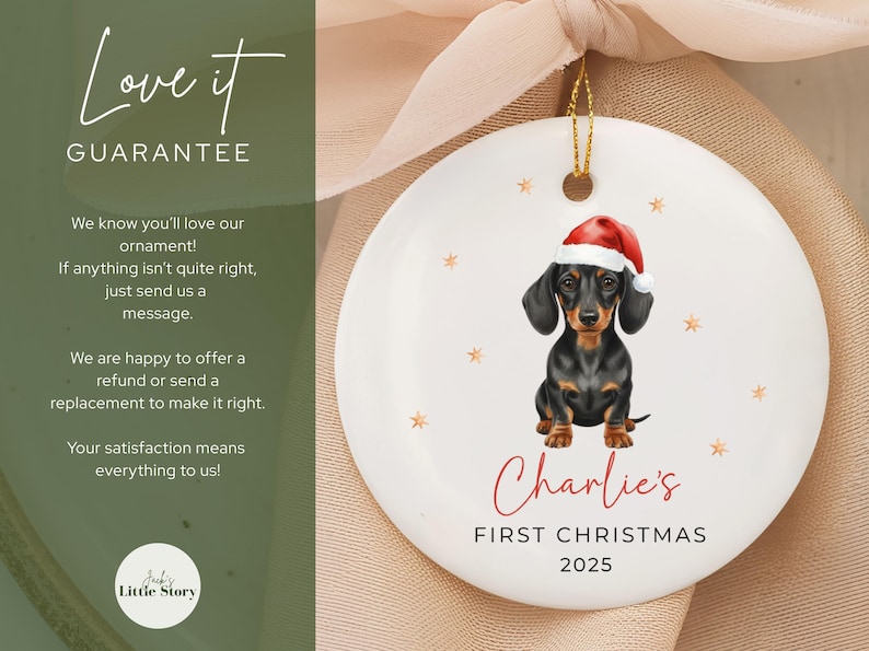 Dachshund Ornament Keepsake Personalized Puppy's First Christmas Ornament Dachshund Gifts Pets first Christmas Ornament for Dachshund Mom image 4
