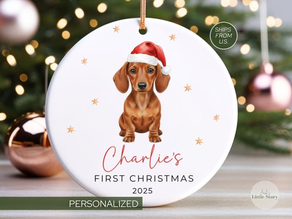 Dachshund Ornament Keepsake Personalized Puppy's First Christmas Ornament Dachshund Gifts Pets first Christmas Ornament for Dachshund Mom