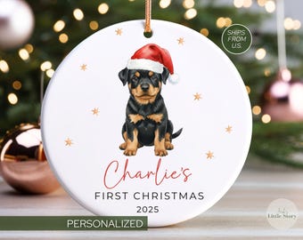 Rottweiler Dogs First Christmas Ornament Personalized Gift for Rottweiler Mom Custom Dog Christmas Ornament Keepsake Dog Christmas Ornament