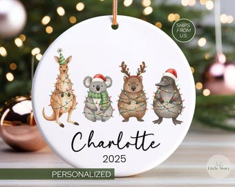 Australian Animals Christmas Ornament for Kids Christmas bauble Personalized Christmas Tree ornament keepsake Aussie Christmas Ornament