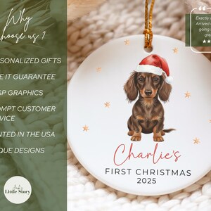 Dachshund Ornament Keepsake Personalized Puppy's First Christmas Ornament Dachshund Gifts Pets first Christmas Ornament for Dachshund Mom image 3