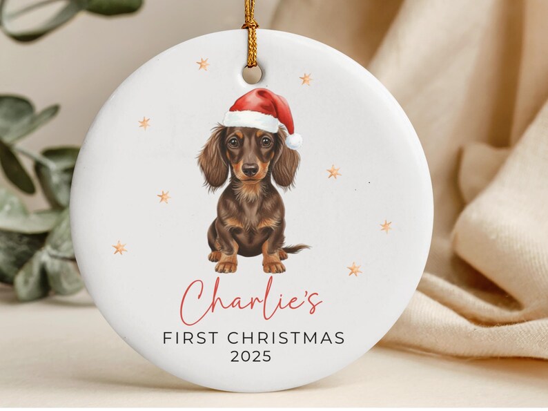 Dachshund Ornament Keepsake Personalized Puppy's First Christmas Ornament Dachshund Gifts Pets first Christmas Ornament for Dachshund Mom image 9