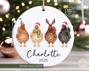 Chicken Christmas Ornament Personalized Chicken Ornament Keepsake Ornament for Chicken Lover Gifts Chicken Quirky Christmas ornament