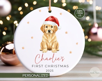 Golden Retriever Puppy First Christmas Ornament Keepsake Personalized New Pet Ornament Pets First Christmas Ornament Golden retriever Mom