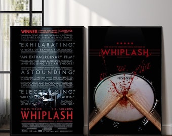Plakat filmowy „Whiplash” na płótnie – sztuka ścienna w stylu vintage – dekoracja kina domowego bez ramy – prezent w formie wydruku