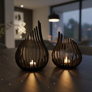 Portacandele moderno in legno – oggetto di design realizzato a mano