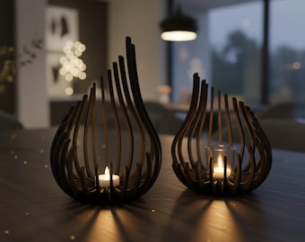 Portacandele moderno in legno – oggetto di design realizzato a mano