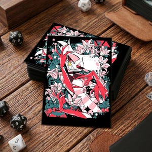 Hazbin Hotel Matte MTG-kortfodral, TCG-tillbehör, lämplig för: Pokémon, Weiss, DBS, F&B, etc.