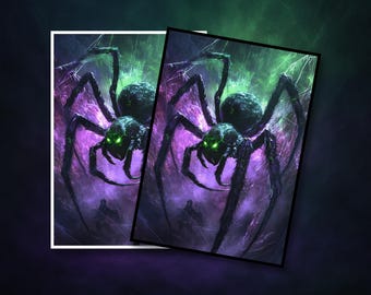 MTG Spider Card Sleeves, Dark Fantasy  Sleeves For TCG, Standard Size, Matte/Foil Finish.