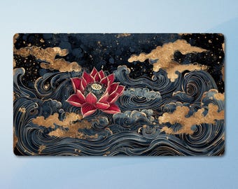 MTG Lotus Playmat – Ukiyo-e Art Style, 24 x 14'' & 31 x 15.5'', Seam / Zone Options.
