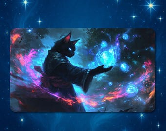 MTG Playmat, Cat Mega Theme TCG Playmat, 24 x 14'' & 31 x 15.5'', Zones Option.