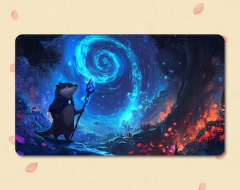 Otter Mage Art Playmat for MTG, 3mm thickness TCG playmatm, 24x14'' & 31x15.5'' .