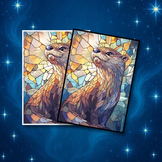 otter card sleeves Katomula 100 PCS MTG with Inner Sleeves - Art Matte Stained Glass Otter MTG Card